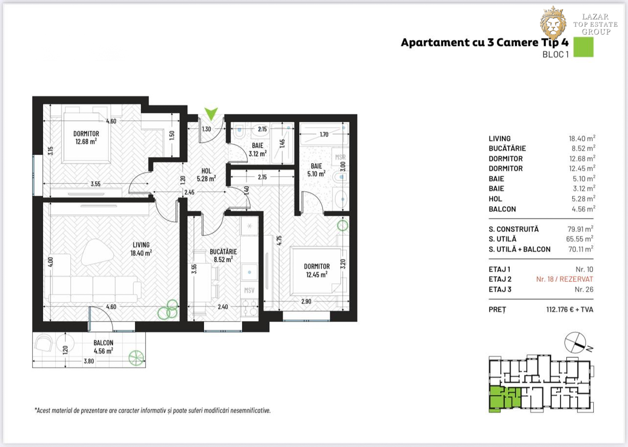 Apartament 3 camere Nou Direct Dezvoltator