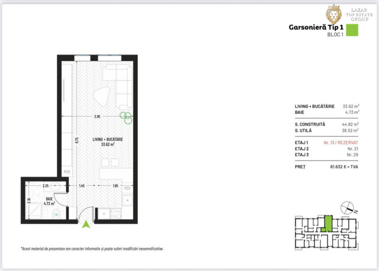 Garsoniera – Complex Nou de vanzare